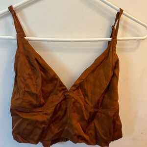 Aerie Brown Satin Bralette with Adjustable Straps